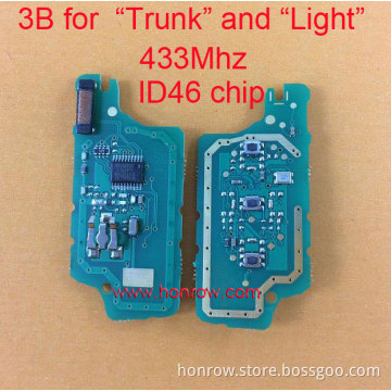 Peugeot 3 button flip remote control with 433Mhz ID46 Chip for "Trunk" and "Light" Button and 307&407 Blade